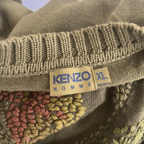 NWOT Kenzo men's Embroidered linen blend sweater Size XL Green - Picture 3 of 13